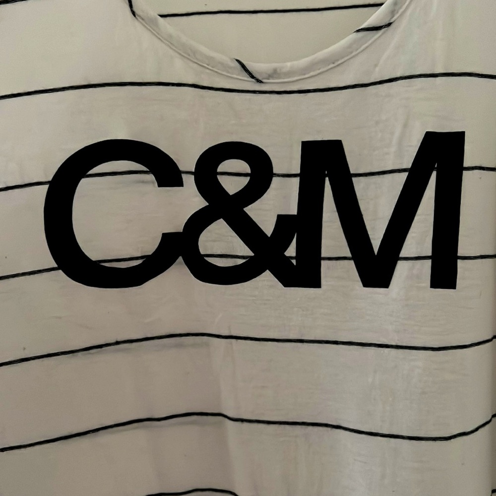 CAMILLA & MARC C&M LOGO RACERBACK LONG DRESS - NAVY & WHITE STRIPED - SIZE L - Picture 3 of 7